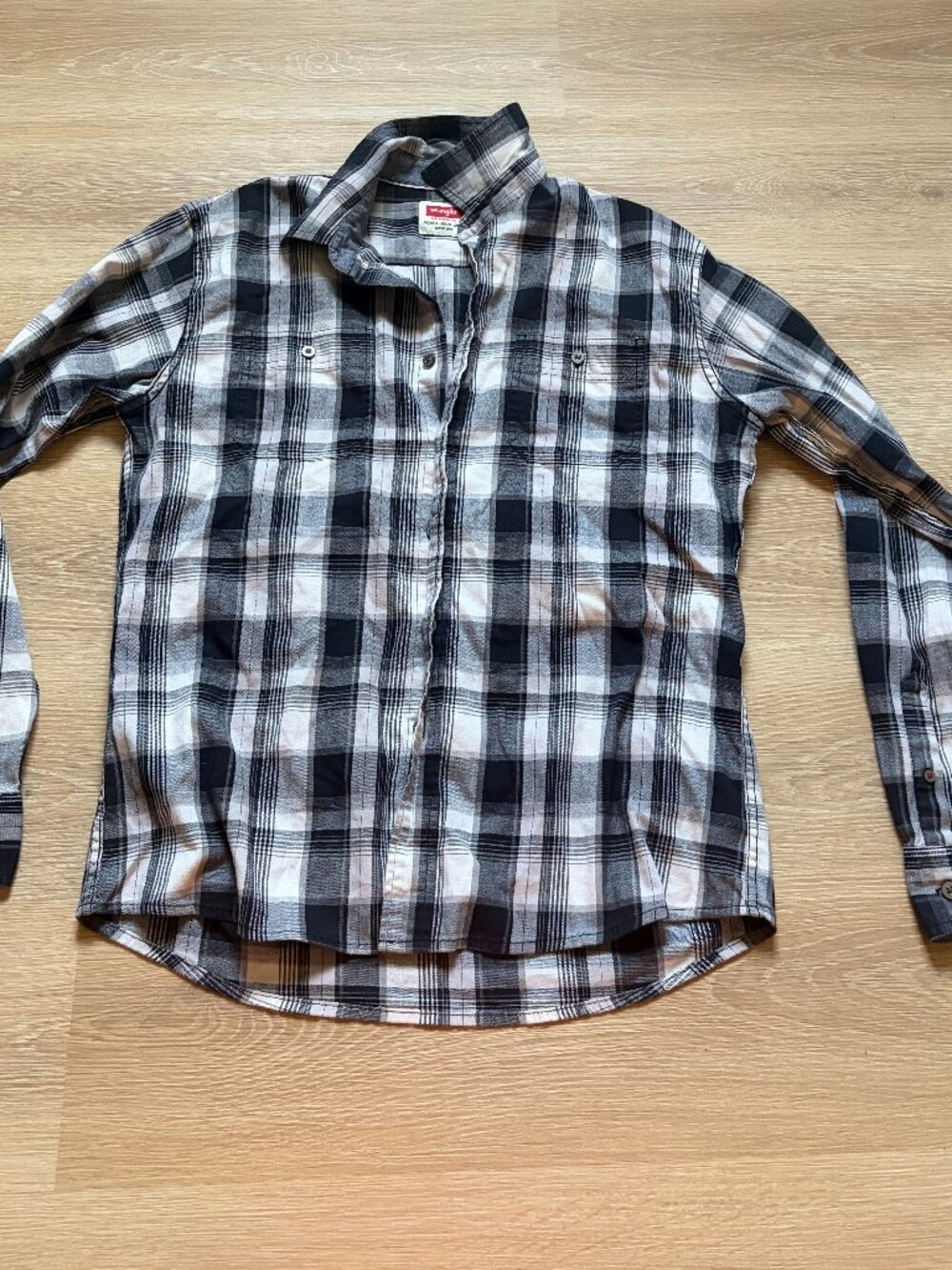 Men's Blue Wrangler Long Sleeve Button Down Shirt Size Large